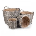 Round Lined Grey Wash Wicker Log Baskets 4 Sizes Wood Kindling Toys Home Storage
