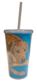 Rhodesian Ridgeback Tumbler with Straw, Double Wall, 16 Ounces Acrylic Tumbler, 