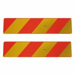 2 x Chevron Aluminium UK HGV Marker Boards Type 2/3 BS AU152, Size: 700 x 140mm