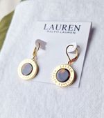 Lauren Ralph Lauren Tortoiseshell Round Drop Gold-toned Earrings New With Pouch