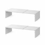 2pcs Extendable Shelf for Cupboard Adjustable Kitchen Organizer&Spice Rack White