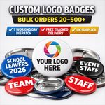 Custom Logo Badges Bulk UK – School, Club, Corporate & Event Orders 20-200