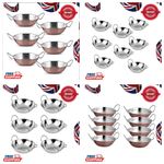 Indian Balti Curry Bowls with Handles – Copper & Stainless Steel - 17 & 20cm