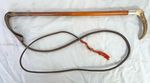 ANTIQUE RIDING CROP - HUNTING WHIP - SILVER MOUNT & LONG LASH 1912 fox hunting c