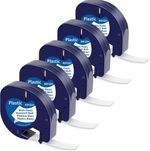 91201 Dymo LetraTag Label Tape Compatible Refill White Plastic LT-100H 12mm x 4m