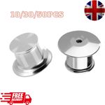 10/30/50pcs Locking Pin Backs Metal Keepers Badge Fastener Tie Tack Lapel Brooch