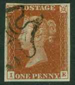 SG 8 1d red-brown plate 12 lettered IE. Very fine used with a Maltese cross...