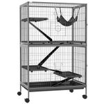 PawHut Small Animal Cages for Chinchilla Ferret on Wheels w/ Hammock
