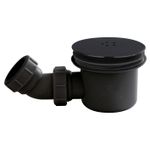 Shower Waste Trap 90mm Black Vented Dome Easy Clean High Flow Shower Tray