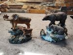Moose And Bear Mini Figurines set of 2 - Resin - each is 4.5"H x 4"L x 3.5"W