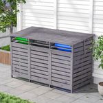 Large Triple Wheelie Bin Storage Wooden Store Cover Garden Rubbish Dustbin Shed