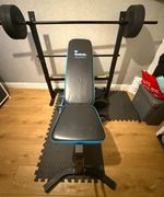 Men's Health Active+ Steel Weight Bench Press Set w/ Barbell & Plates Black/Blue