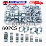 80x Double Ear Clamp O Clips Kit Crimp Air Silicone Petrol Water Fuel Hose Pipe