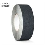 12PACK 2" x 60FT BLACK ROLL SAFETY NON SKID TAPE ANTI SLIP GRIP SAFE GRIT (CASE)