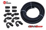 AN-6 Black Nylon PTFE Fuel Line Hose 6M 20FT Swivel Teflon PTFE Fitting Kit BK