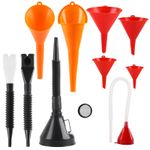 10 Pcs Automotive Funnels Set Wide Mouth Fuel Flexible Plastic