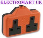 2 GANG WAY DOUBLE TWIN ELECTRICAL TRAILING 13A AMP SOCKET ORANGE
