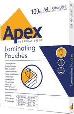 Apex A4 Laminating Pouches, Glossy Finish, 100 Sheets - Super-Flex - Ideal for N