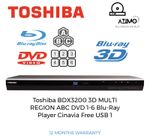 Toshiba BDX3200 3D MULTI REGION Free ABC Blu-ray DVD 1-6 Player Warranty
