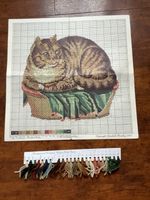 Elizabeth Bradley Tapestry The Contented Cat Chart And Wool Card