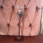 Jozefina Krosno Art Glass Candle Holders Hand Blown Twisted Purple Clear Glass 