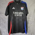 Olympique Lyonnais 2024/25 Away Shirt Mens 2XL Black Adidas Aeroready Ligue 1