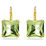 Swarovski New Millenia drop earrings Square cut Green Gold-tone plated 5636564