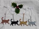 personalised Glitter hanging cat ornament christmas decoration.