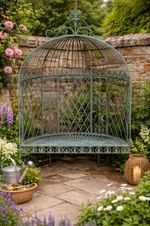 Fancy Ornate Antique Green Vintage Style Metal Garden Large Arbour Arch Bench
