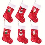 Pair of Traditional Christmas Stockings - Santa, Snowman & Reindeer Designs