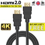 4K HDMI CABLE 2.0 HIGH SPEED GOLD PLATED FAST LEAD HD  2160P 3D HDTV 1080P 1m2m3