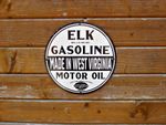 ELK GASOLINE MOTOR OIL VINTAGE HEAVY ENAMEL SIGN. USA AMERICANA. GREAT PATINA.