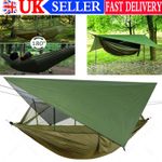 Double Person Camping Hammock With Mosquito Net +Rain Cover Tent Tarp Tree Strip