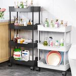 3/4 Tier Storage Trolley Cart on Wheels Kitchen Bathroom Laundry Rolling Rack