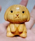 WOODEN hand carved RABBIT MINIATURE Sweet Collectable Ornament 4.2x3.5x3cm