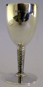 MID CENTURY MODERN STERLING SILVER GOBLET CHALICE CUP 1972 BARWARE ENGLISH