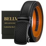 Bellvare Men's Ratchet Belt – Leather Automatic Buckle Belt, Cut-to-Fit Adjustab