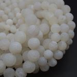White Crackle Agate Frosted Round Beads - 4 6 8 10mm,  for Jewellery Making
