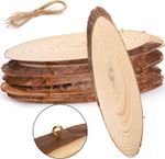 DEAYOU 8 Pack Natural Wood Slices, Unfinished Oval Wood Crafts with Bark, 9-11"
