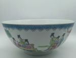 Rare Very Large Vintage Antique Bowl 12.5" Chinese Dynasty Hand Painted Ceramic