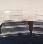 2 x Clear Acrylic Display Stand Riser Shelf Large Modern Glossy Free Standing