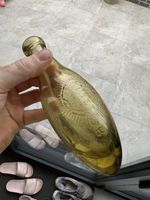 Leigh & Co Salford Amber Hamilton Bottle Antique  'Globe' Trademark pictorial