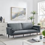 Grey Sofa Bed 3 Seater Faux Suede Click Clack - Jenna