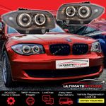 BMW E82 Headlights 2007-2014 Twin Angel Eye Halo Headlamps Projector Upgrade