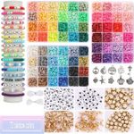 Clay Beads Bracelet Making Kit Round Flat Beads Polymer Clay Beads Set DIY Kit