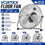 FLOOR FAN 9" 12" 16" 18" HIGH VELOCITY CHROME FINISH 3 SPEEDS