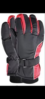 Red Winter Snow Gloves for Men & Women Warm Windproof Adjustable Windproof Sport