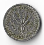 Cyprus 1955 coin 50 mils 19246
