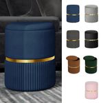 Round Storage Foot Stool, Velvet-feel Fabric Upholstered Pouffe