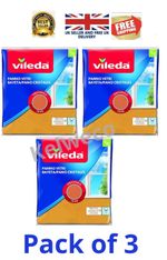 Vileda Microfibre Cloth Window & Glass Cleaning Microfiber Streak. Pack of 3